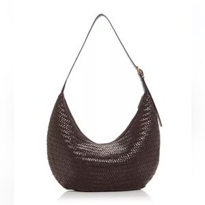 Madewell NWOT The Essential Curve Shoulder Bag in Woven Coffee Bean Leather